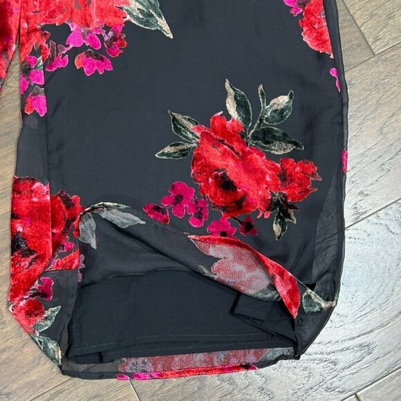 ANTHROPOLOGIE ETT:TWA If By Sea Burnout Roses Velvet Jumpsuit Red/Black Sz M EUC - Picture 6 of 10